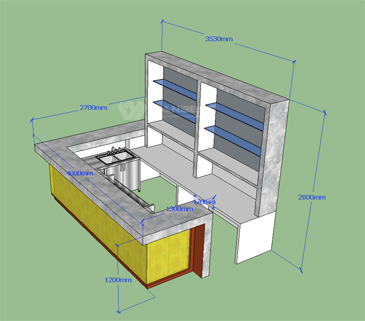 Bar counter 3D drawing design 
