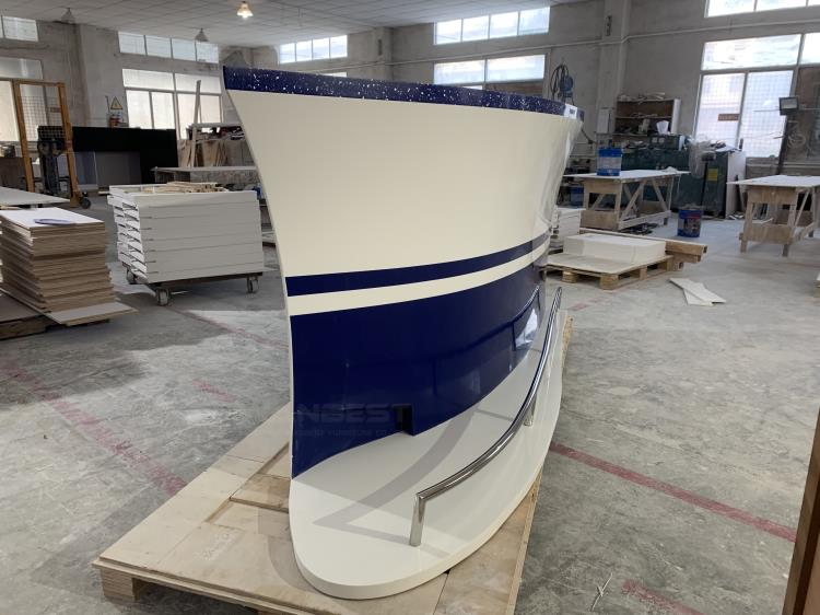 white & blue boat shape bar counter 