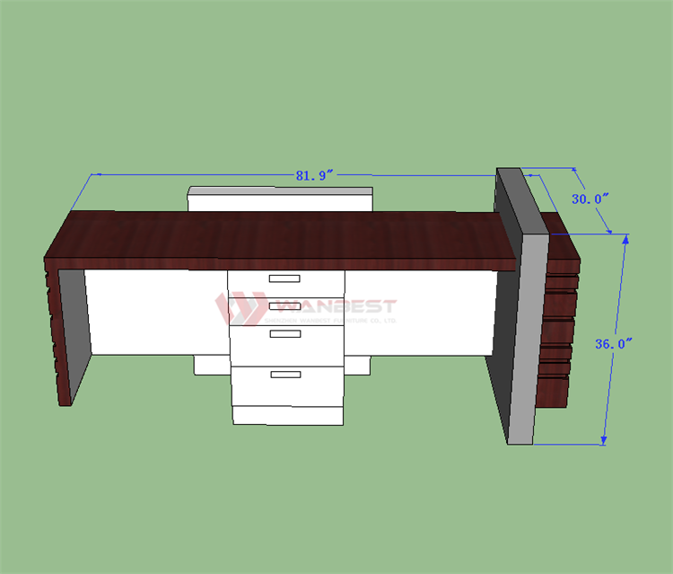 Standard size modern design company acrylic solid surface office desk furniture