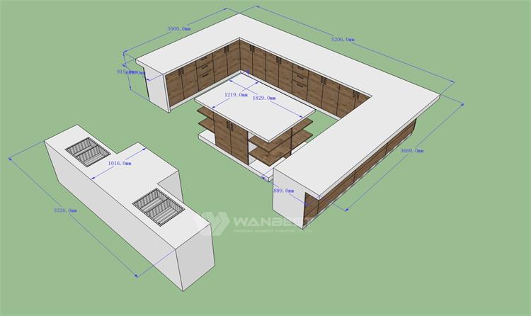 old style design 3D drawing bar counter