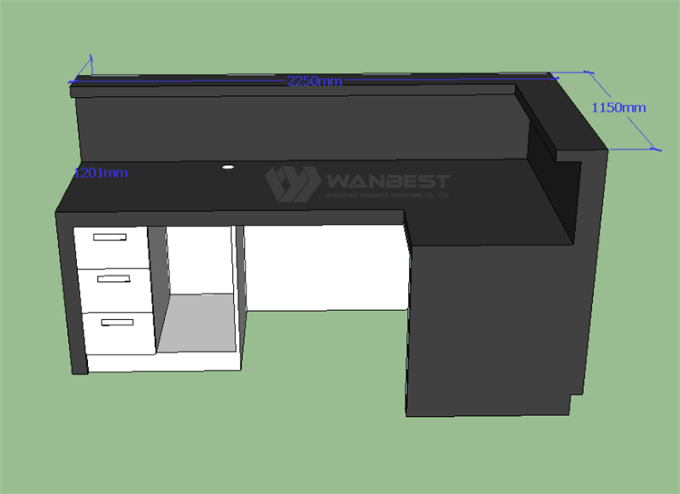 3D drawing reception desk modern design 