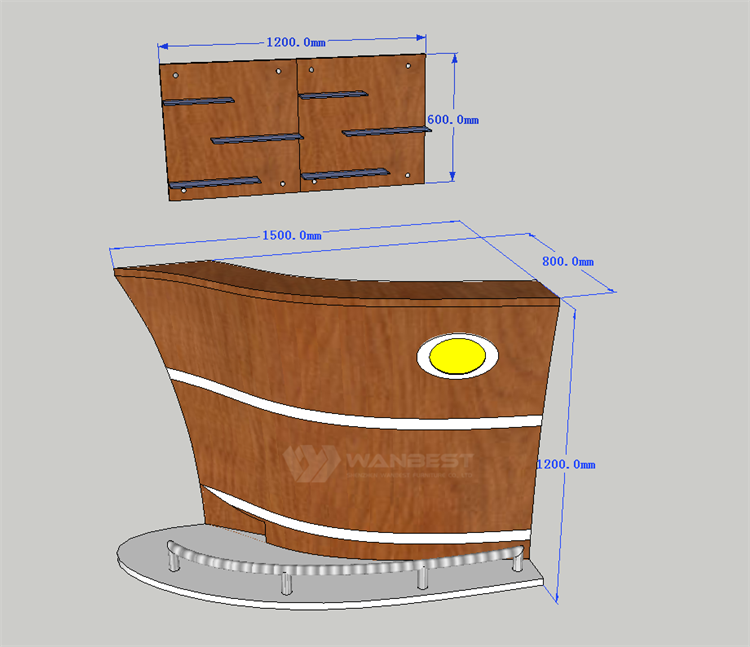 wooden lacquer bar counter 3D drawing 