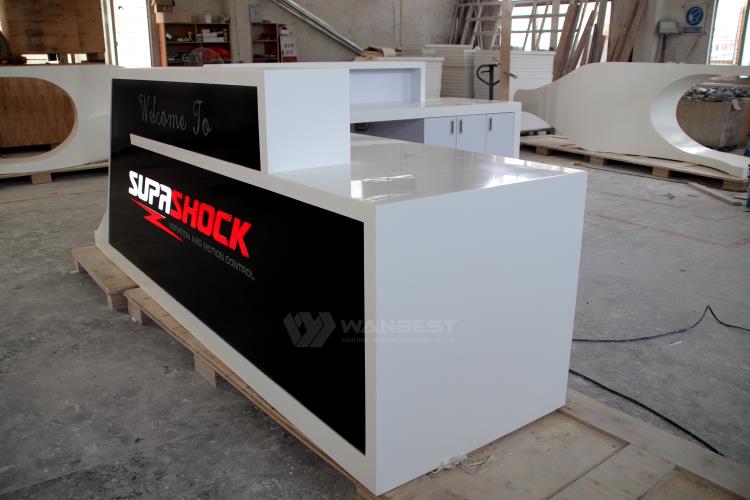  White black elegant design front table office furniture reception desk artificial stone material