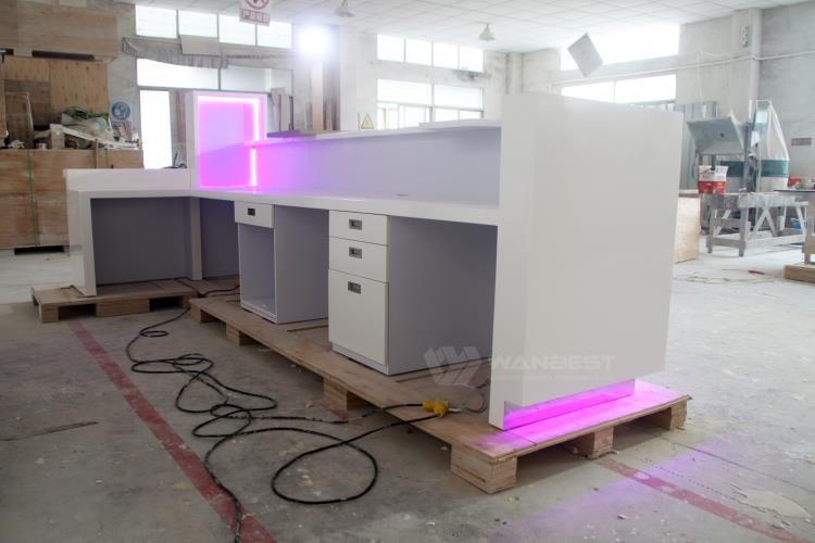 Manufacture supply solid surface best material good price company white front counter