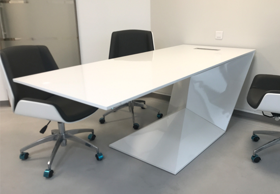 Z shape white corian artificial stone office desk