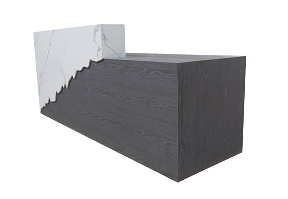 Custom build reception counter desk marble Flowing shape