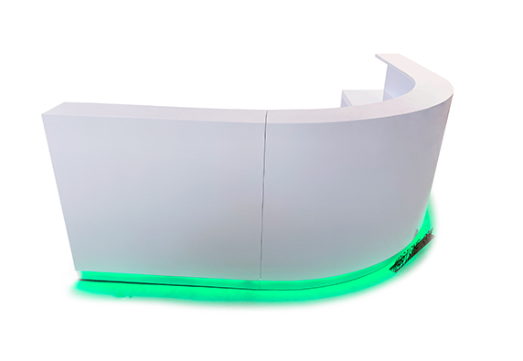 C shape half round reception desk with RGB LED color