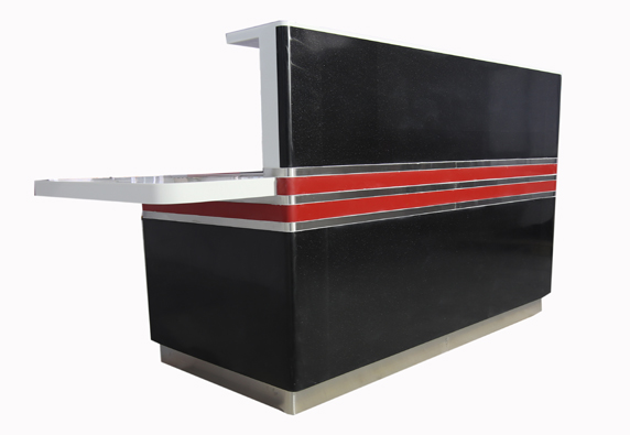 Black marble with red reception front business desk