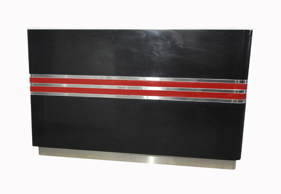 Black marble with red reception front business desk