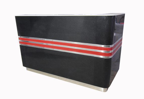 Black marble with red reception front business desk