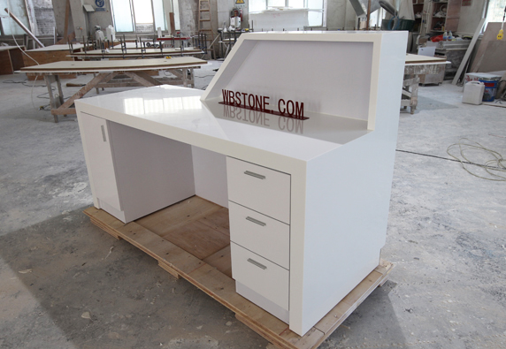 T shape top solid surface straight office reception desk