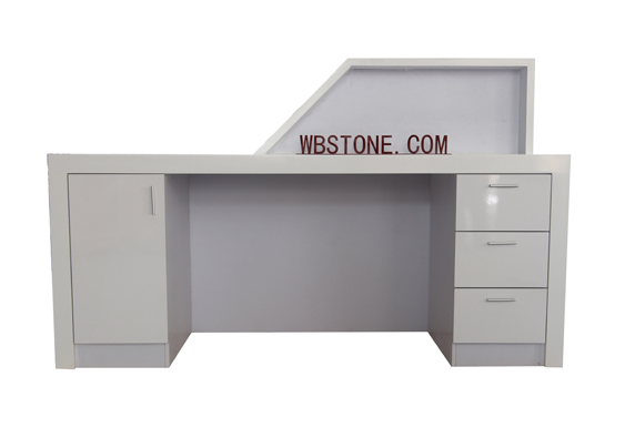 T shape top solid surface straight office reception desk