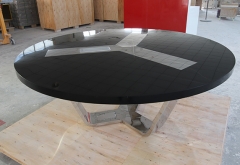 Black Artificial Stone Top Conference Table Modern Design Round Shape