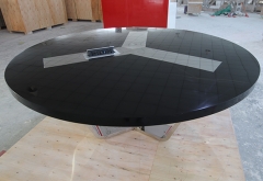 Black Artificial Stone Top Conference Table Modern Design Round Shape