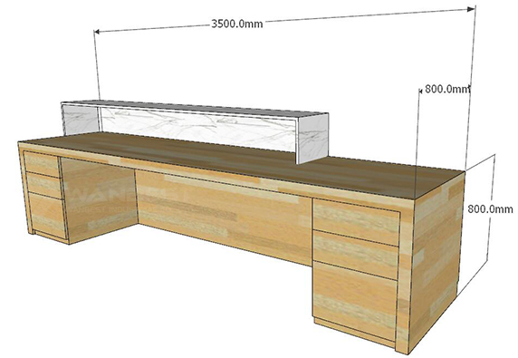 reception desk dimensions in mm