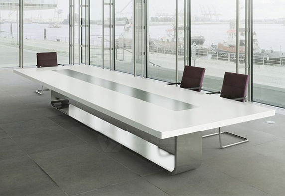 Conference Table Rectangular  Solid Surface Top Stainless Steel Leg