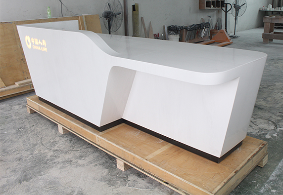 white corian stone company lobby reception desk luxury