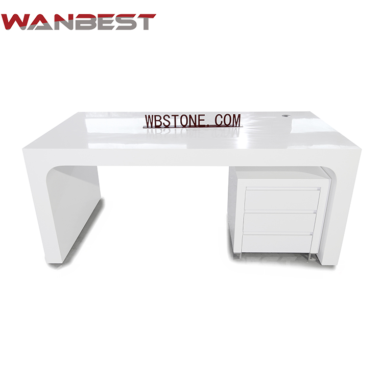 White Stone Modern Design White Office Staff Desk