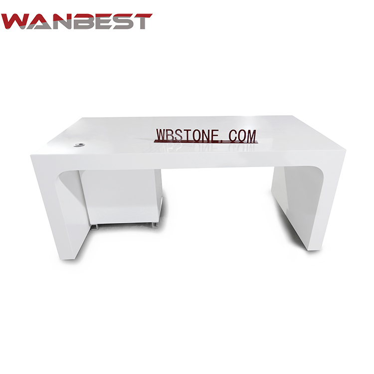 White Stone Modern Design White Office Staff Desk