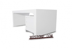 White Stone Modern Design White Office Staff Desk