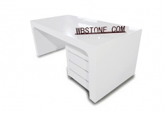 White Stone Modern Design White Office Staff Desk