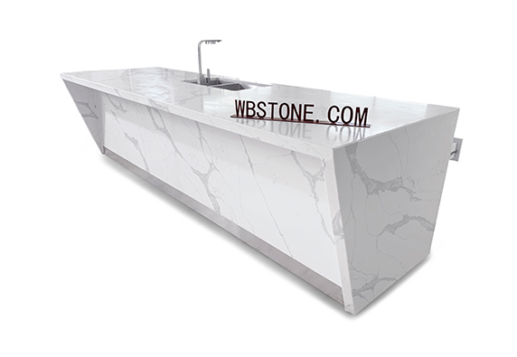 fish belly White marble kitchen island custom counter