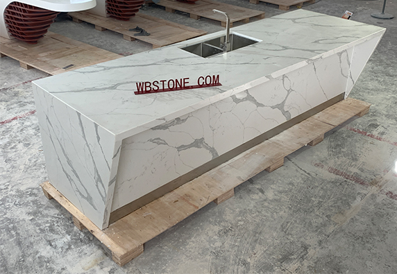 fish belly White marble kitchen island custom counter