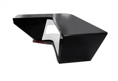 black white corian stone L shape office manager desk