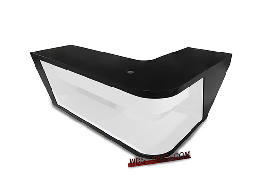 black white corian stone L shape office manager desk