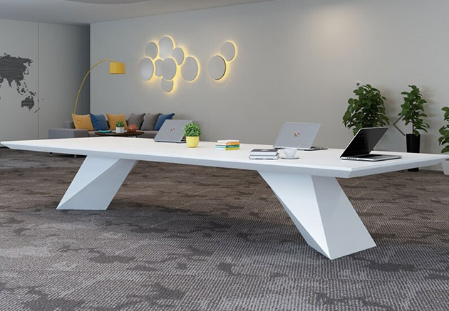 White Marble Modern Office Large Conference Room Table