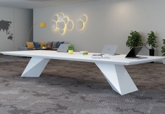 Conference table white artificial stone rectangular shape
