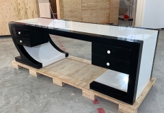 elegant black white artificial stone executive CEO desk