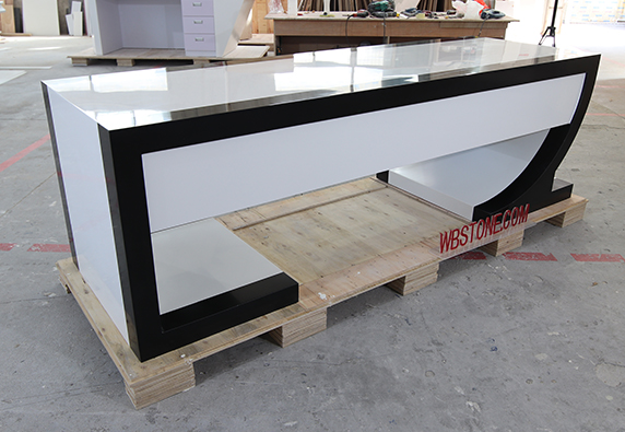 elegant black white artificial stone executive CEO desk