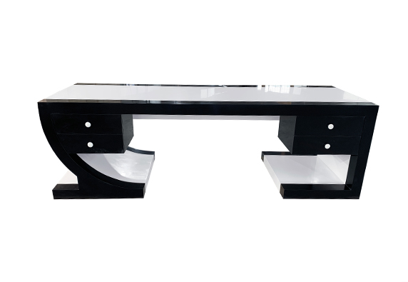 elegant black white artificial stone executive CEO desk