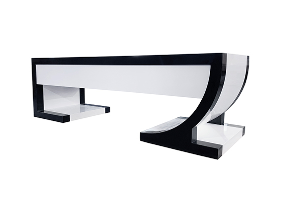 elegant black white artificial stone executive CEO desk