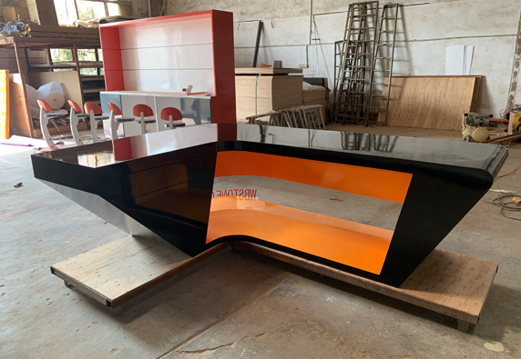 Contemporary black L shaped executive computer office desk