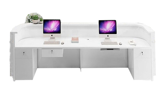 luxury white gloss led office nail salon reception desk