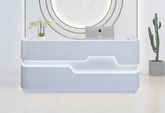 luxury white gloss led office nail salon reception desk