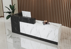 lobby contemporary L shaped reception desk with counter