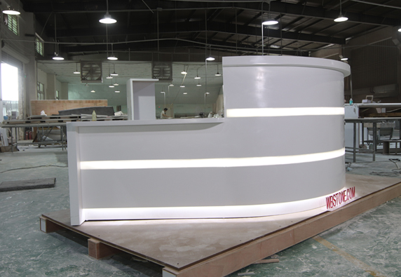 industrial beauty salon lobby l shaped reception desk