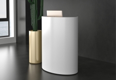 White minimal standing up mini reception counter desk