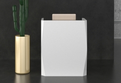 White minimal standing up mini reception counter desk