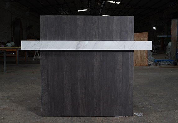 dark wood marble top custom security reception desk