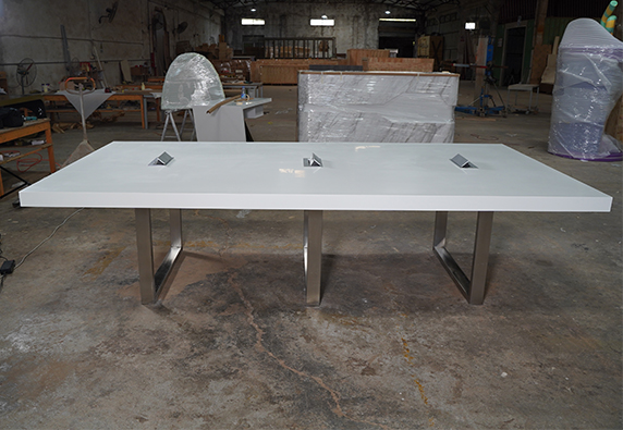 white stone simple design conference room meeting table