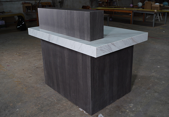 dark wood marble top custom security reception desk