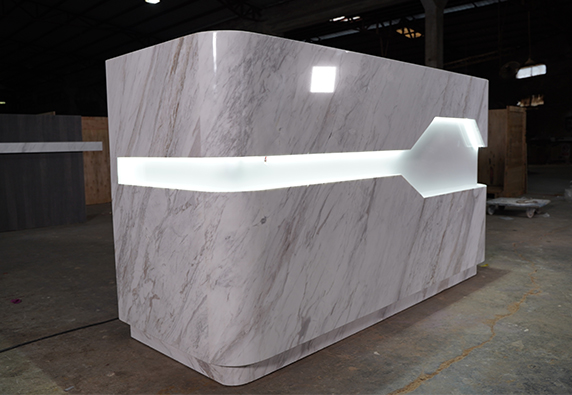 White marble elegant led custom popular front desk