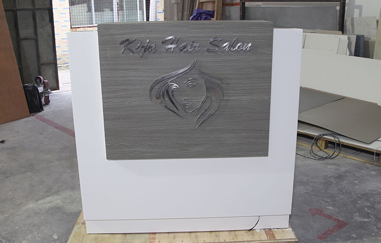 Acrylic solid surface LED light hair salon reception desk