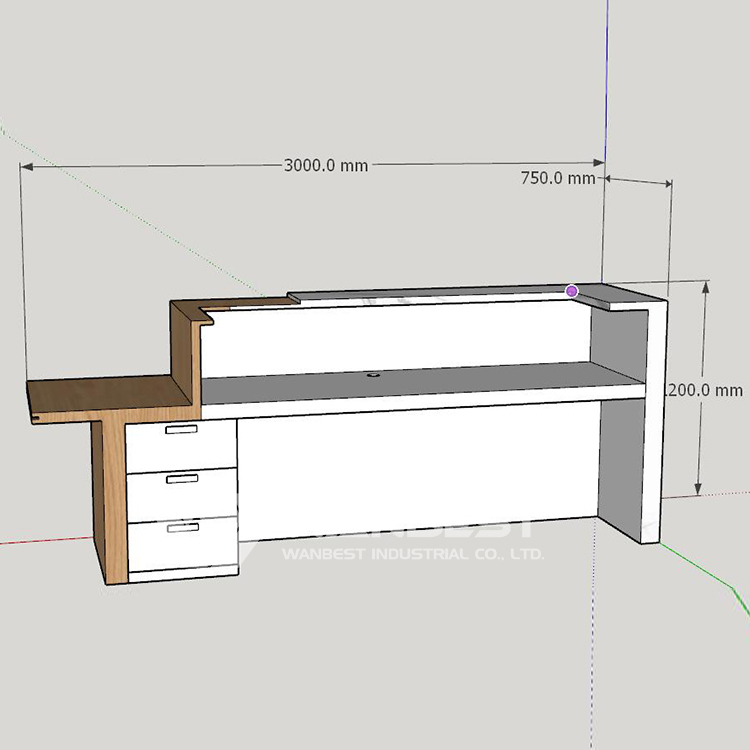 Product 3D back dimension drawing