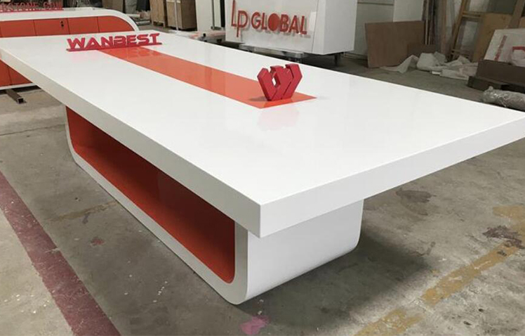 Wooden White  Orange Customized Conference Table