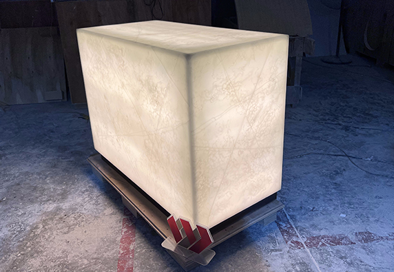 Translucent marble led small front reception desk